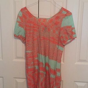 Coral and mint dress
